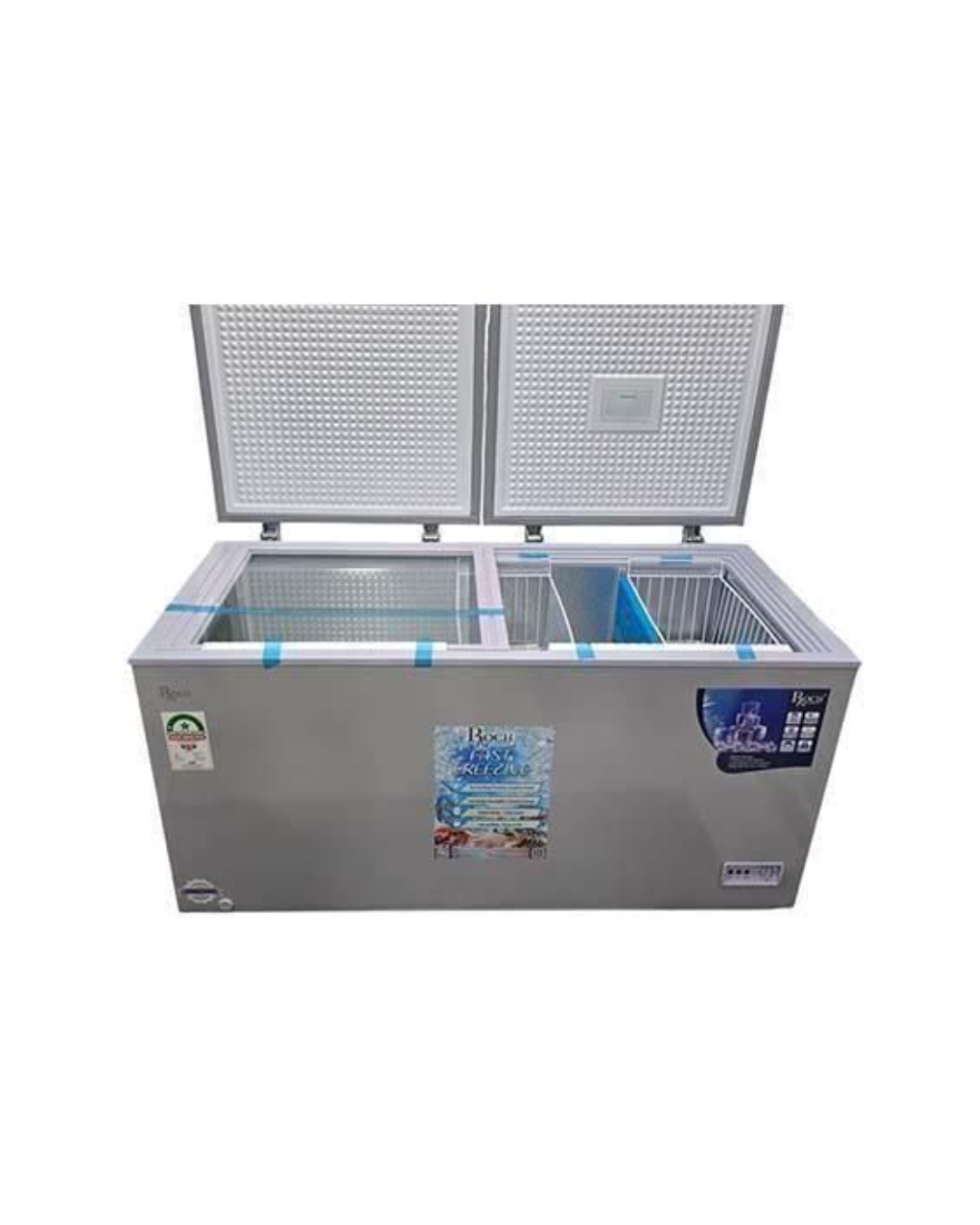Roch 455L Double Door Chest Freezer with Inner Sliding Glass Doors,