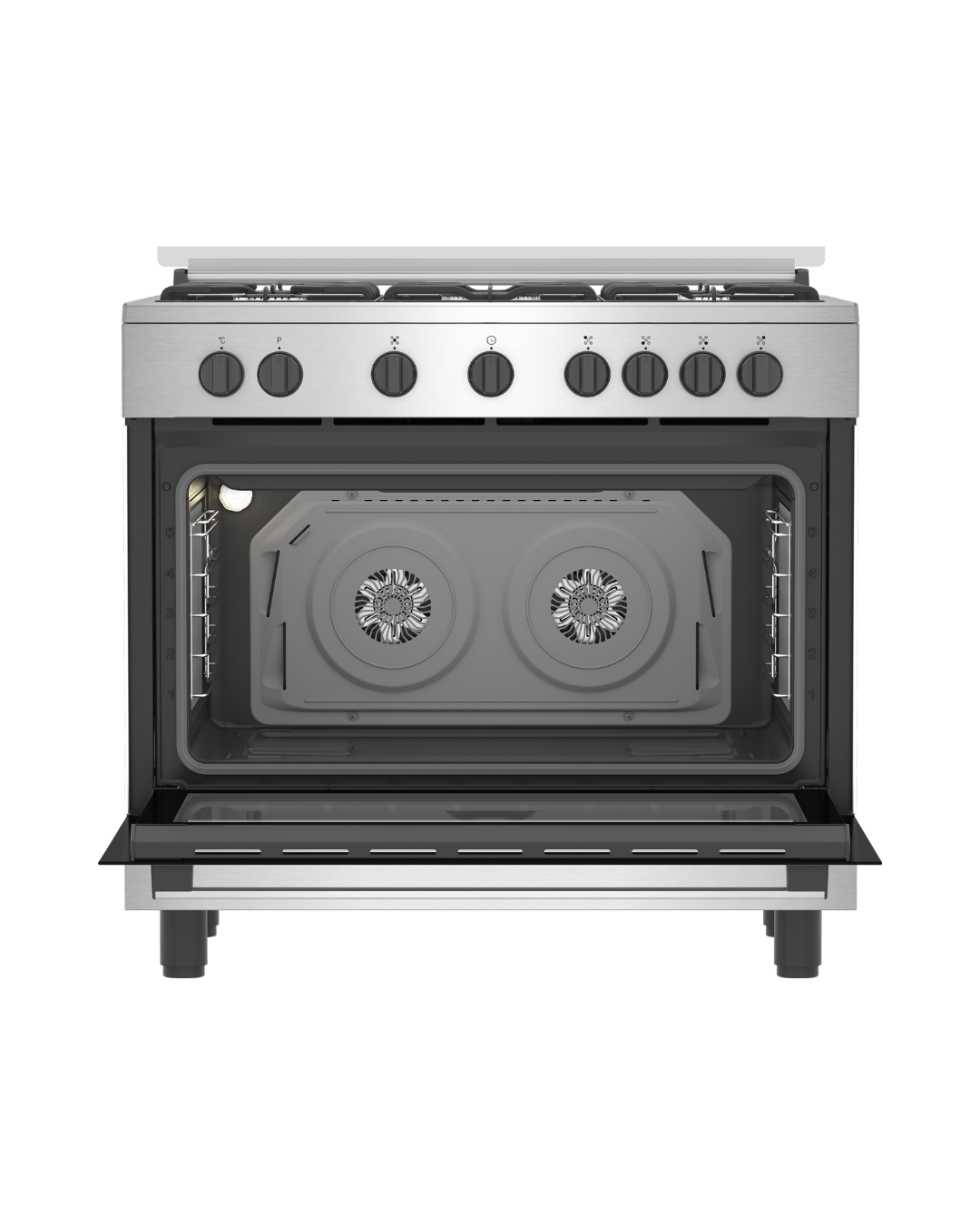 Beko BGM12125EX 90cmx90cm 4Gas + 1Wok Burners Dual-fuel Cooker
