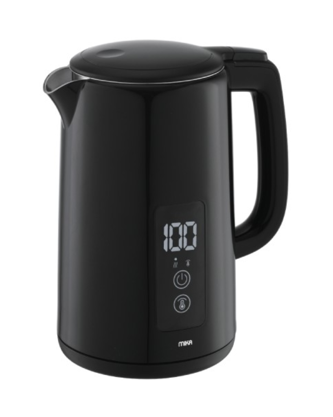 MIKA Kettle, 1.5L, Digital Double Wall, 360º Cordless, Concealed Element, Black
