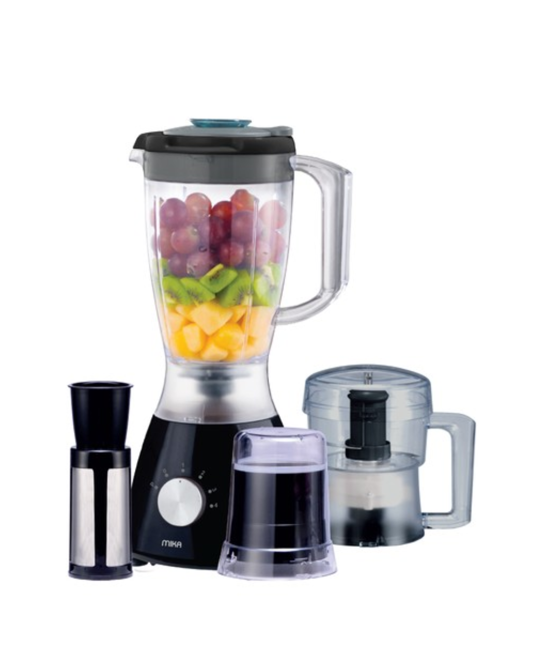 MIKA Blender, 1.5L, 4 in 1, with Grinder, Chopper & SS Filter, 400W, Black