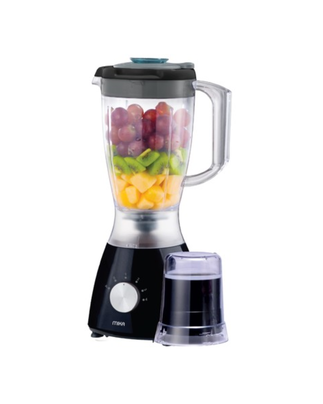 MIKA Blender, 1.5L, 2 in 1, with Grinder, 400W, White & Black