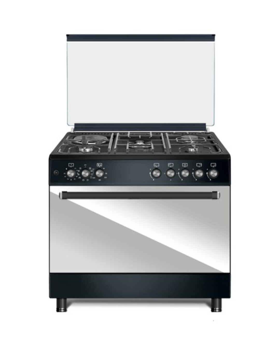 MIKA Standing Cooker, 90cm x 60cm, 4 Gas Pool Jet Burners (1 Wok) + 1 RAPID Hot Plate
