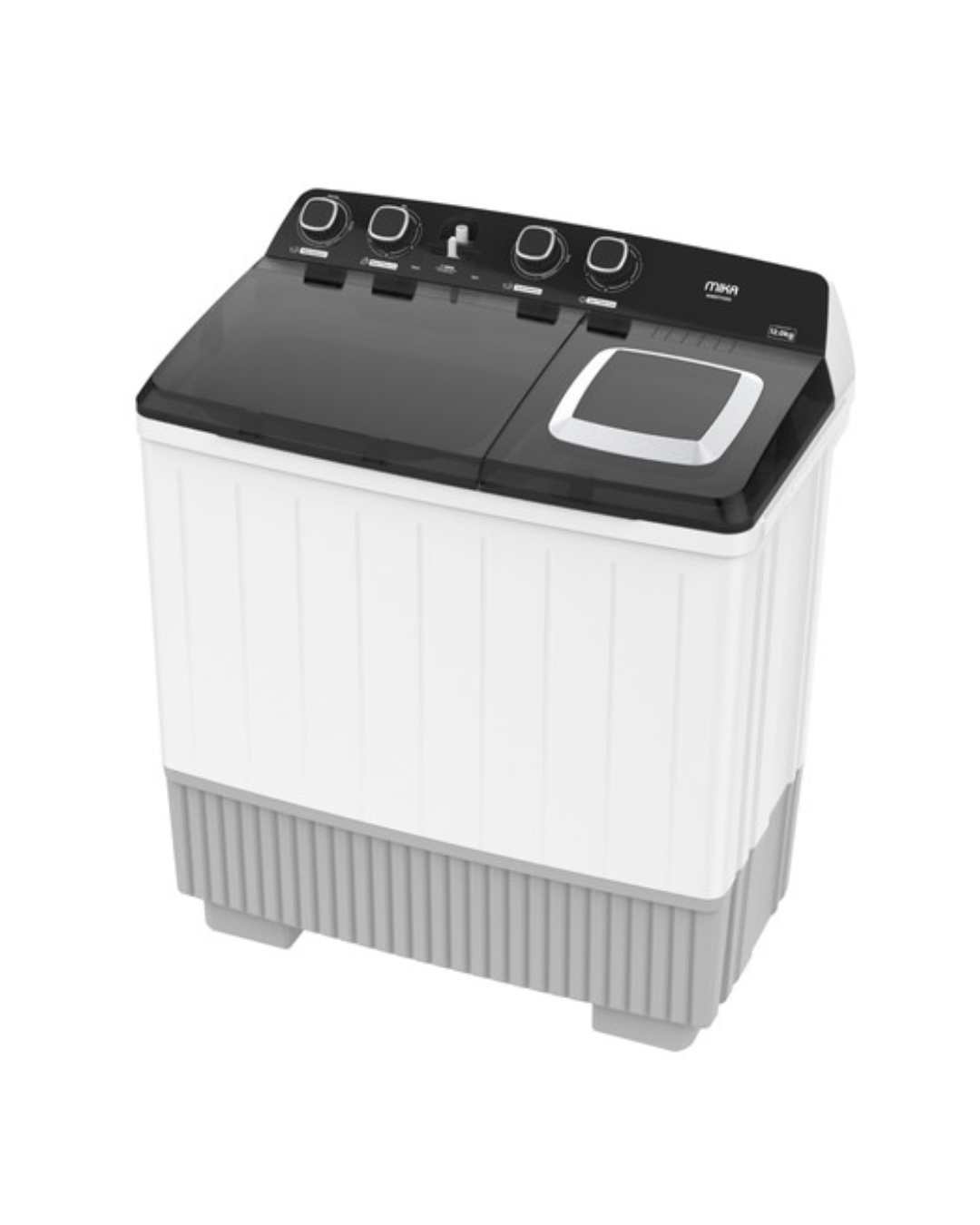 MIKA Washing Machine, 12kg, Semi Auto Twin Tub, White & Grey