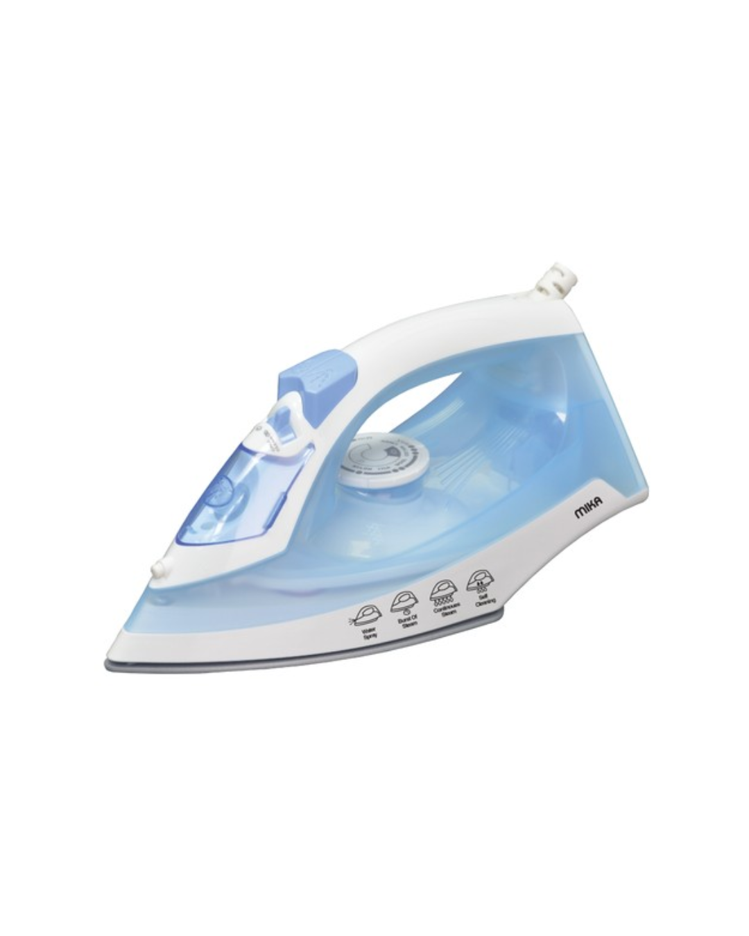 MIKA Steam Iron, Non-stick Soleplate, 1100 - 1300W, White