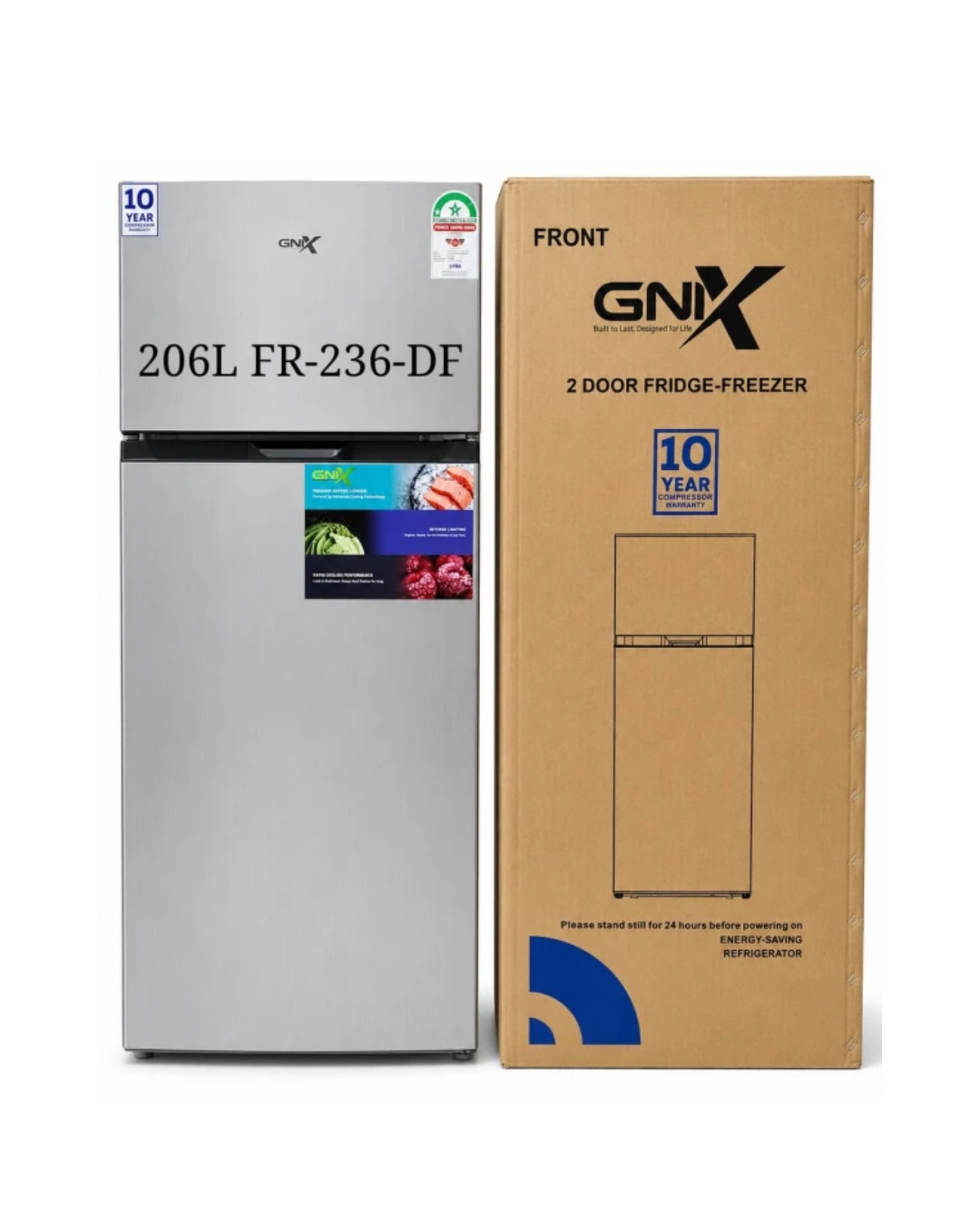 GNIX 2Door Fridge-Freezer206litres defrost