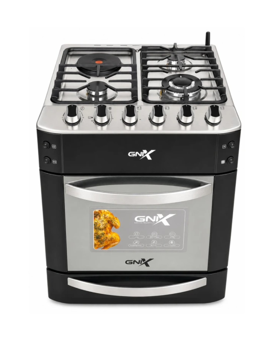 GNIX WOK 60×60 G600 B02 Stainless Steel Top Black