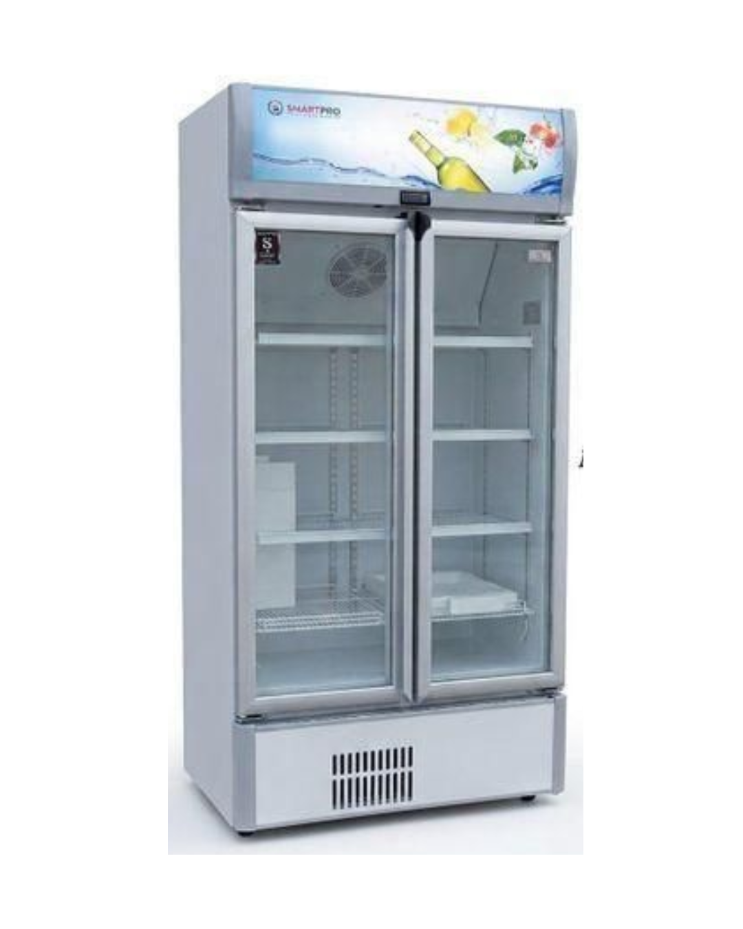 Smart Pro Pro 450L Upright Showcase Side by Side Fridge – Double Glass Door Display Chiller with LED Light & Adjustable Shelves